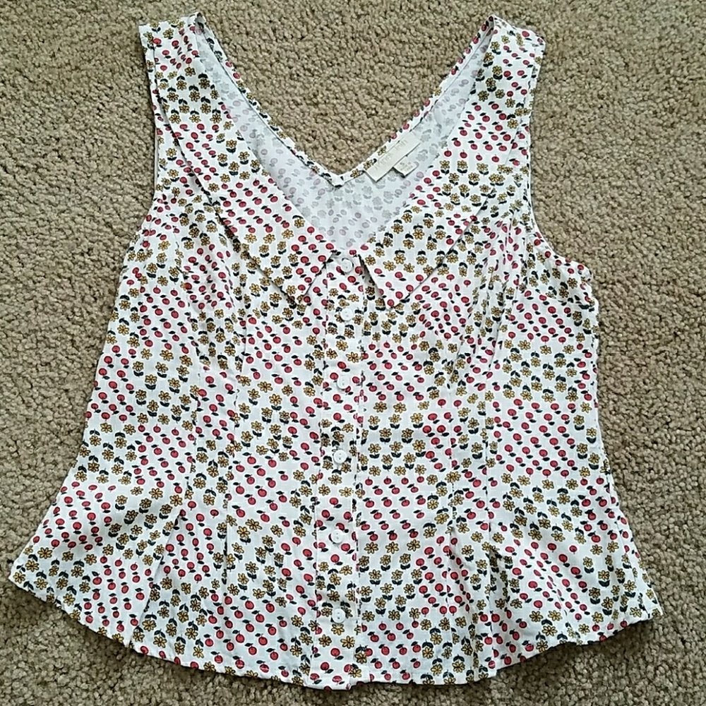 Modcloth Apple & Floral Summer Blouse Tank